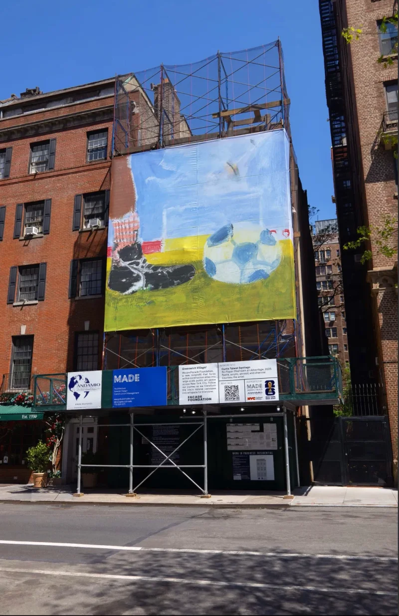 Painted netting at 23 East 9th Street