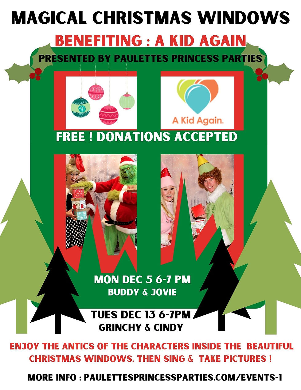 Magical Christmas Windows benefiting A KID AGAIN with Buddy & Jovie