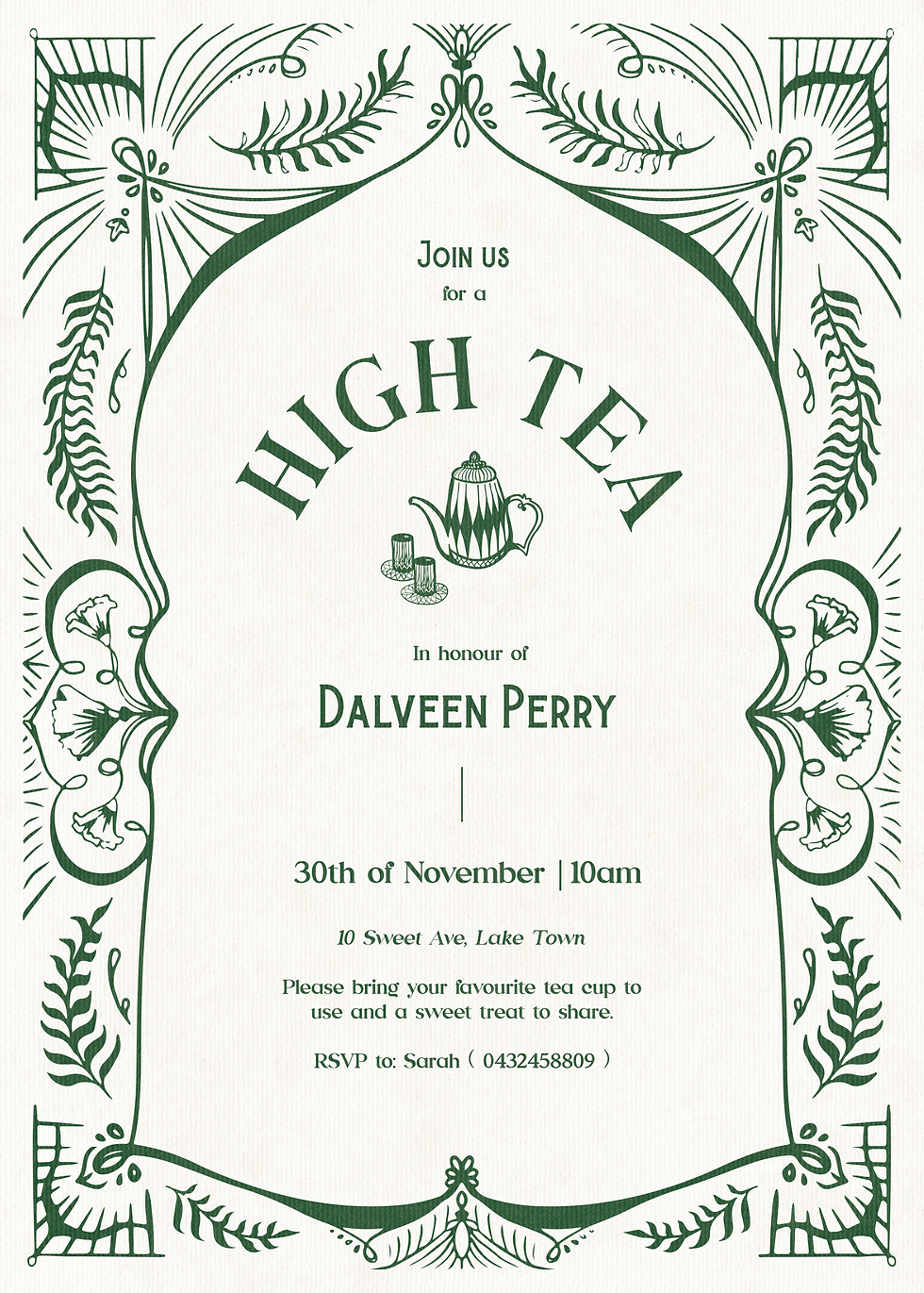 invitation for high tea