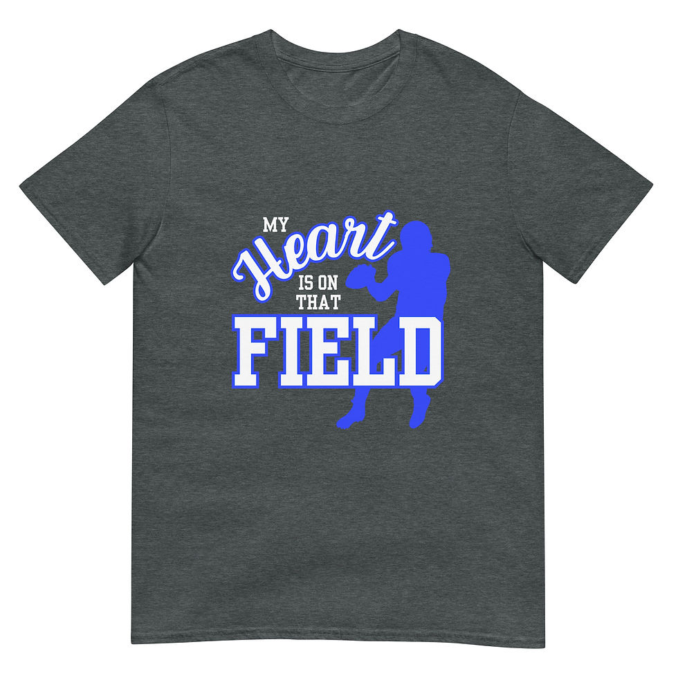 Thumbnail: Football Heart on Field Blue Short-Sleeve Unisex T-Shirt