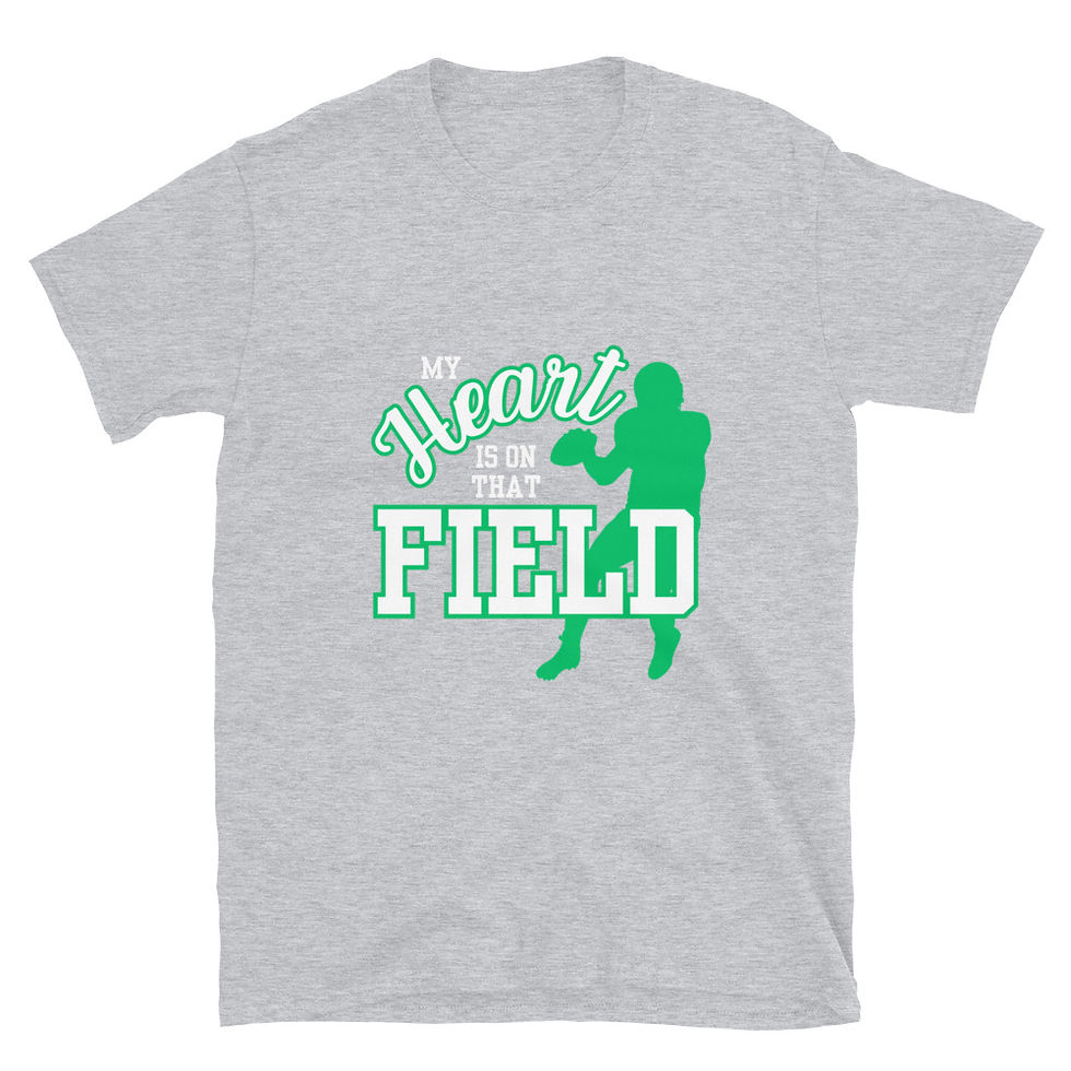 Thumbnail: Football Heart on Field Green Short-Sleeve Unisex T-Shirt