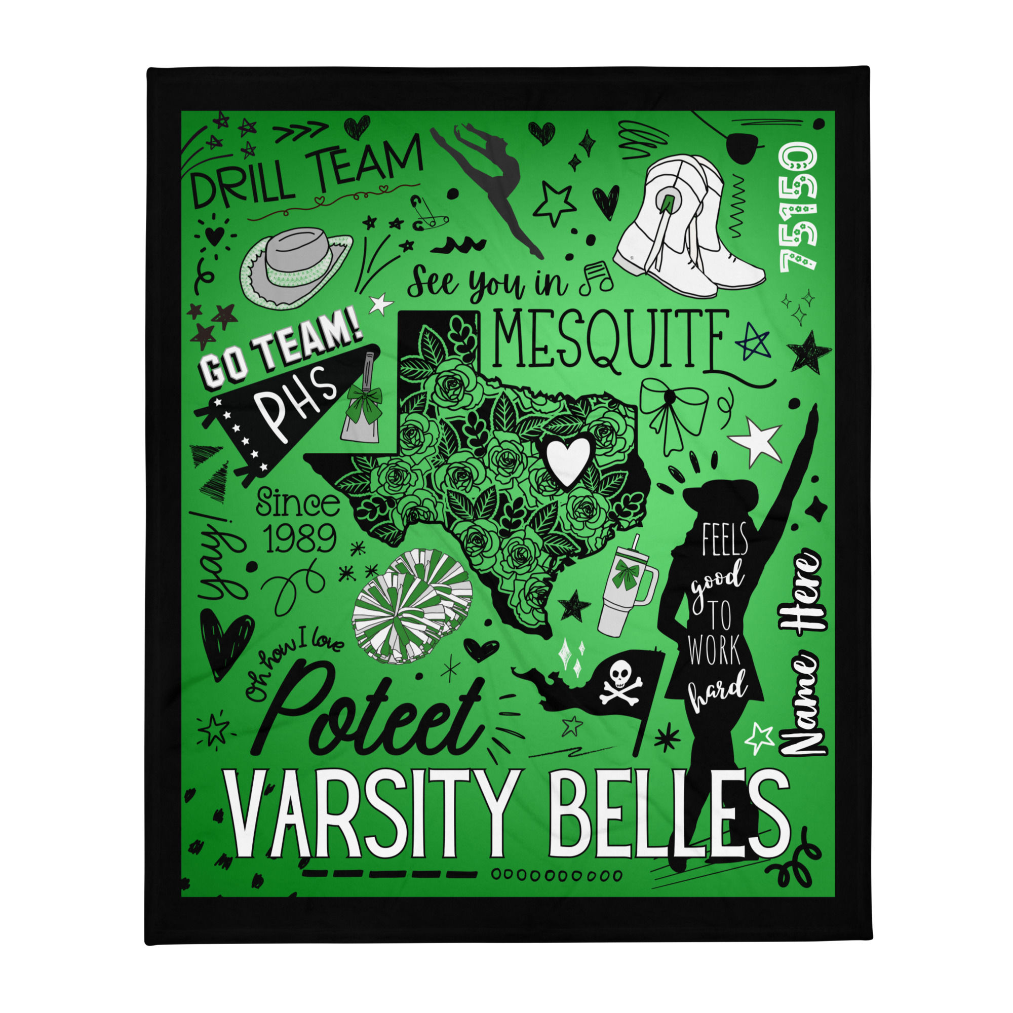 Varsity Belles Doodle Blanket