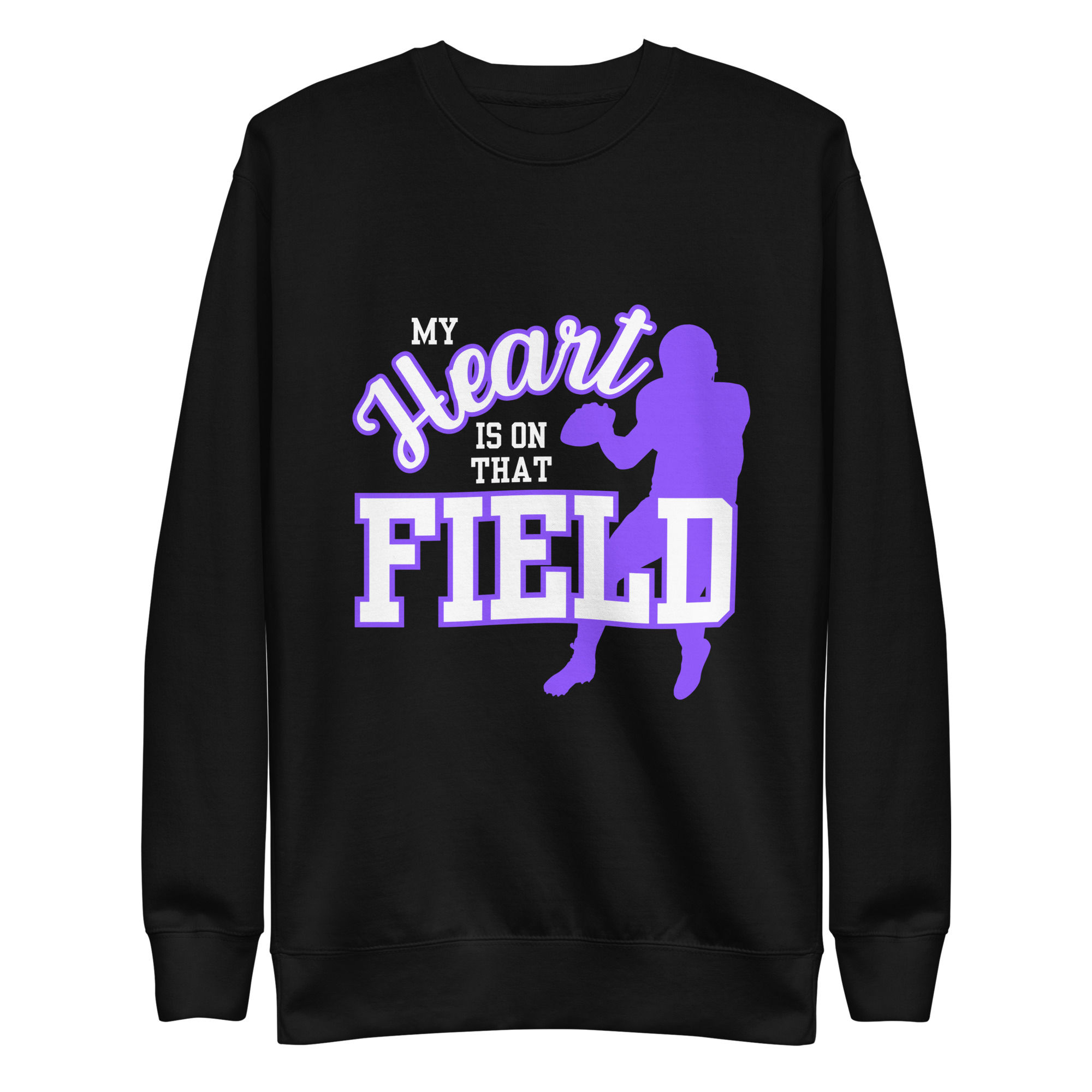 Football Heart on Field Purple Unisex Premium Sweatshirt