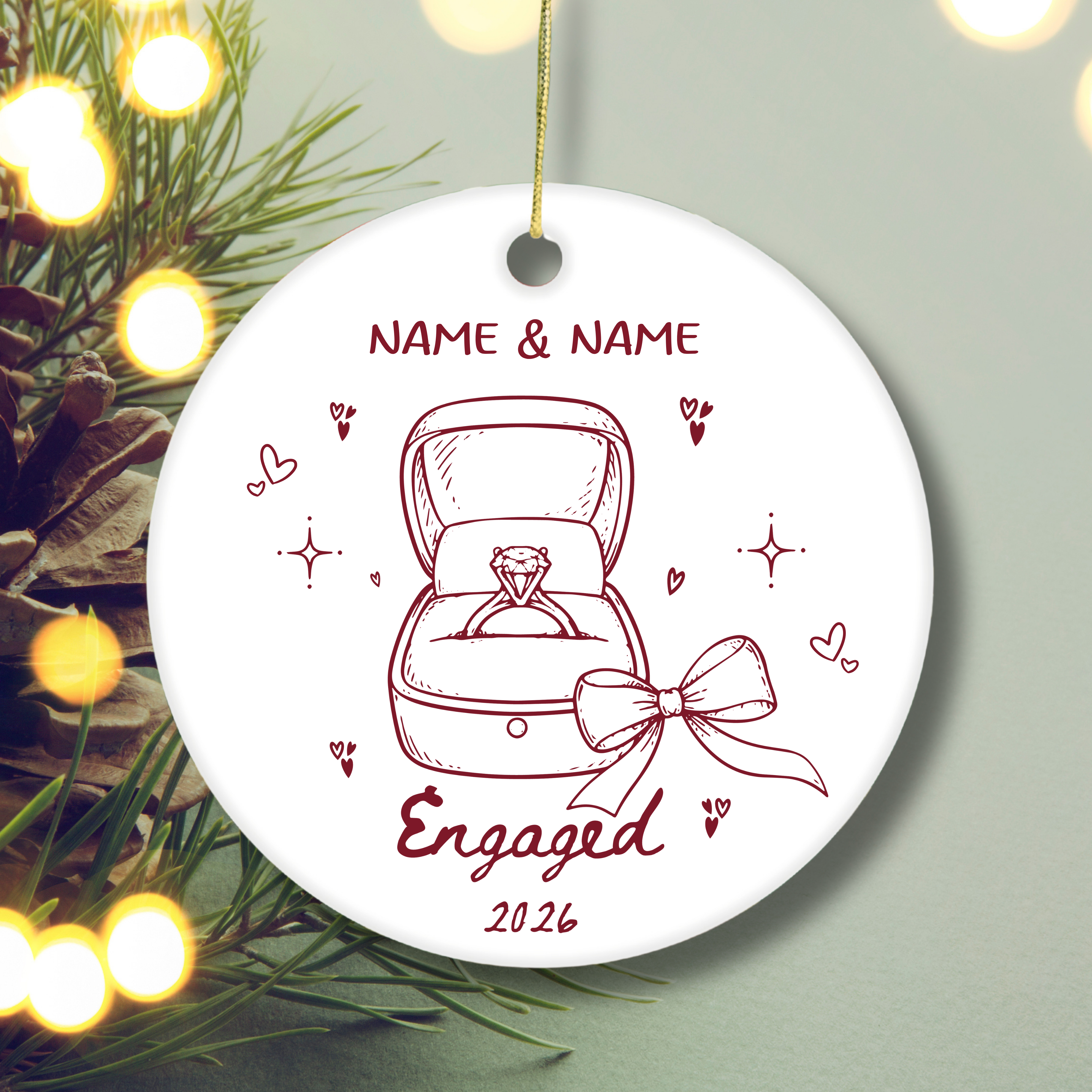 First Christmas Engaged | Ring Ornament | Personalize