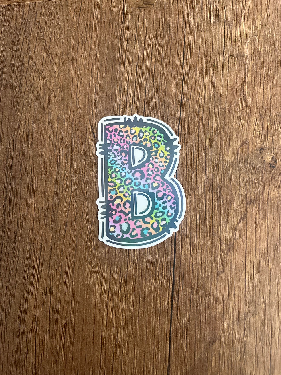Thumbnail: Rainbow Leopard Print Initial Sticker - Select Initial
