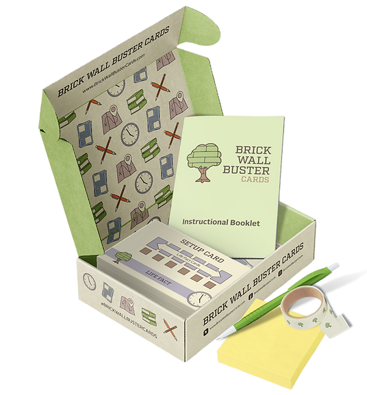 Boxed kit opened and showing inside Brick Wall Buster Cards kit