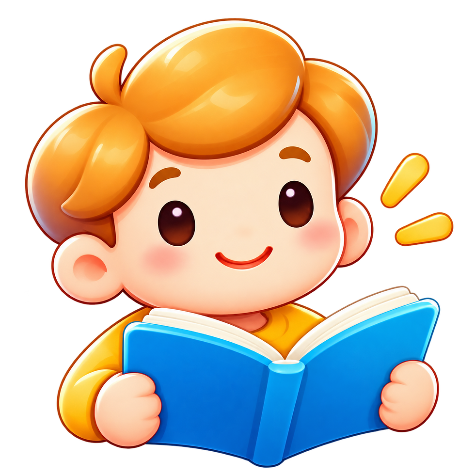 Criança Leitora com Livro Azul.png