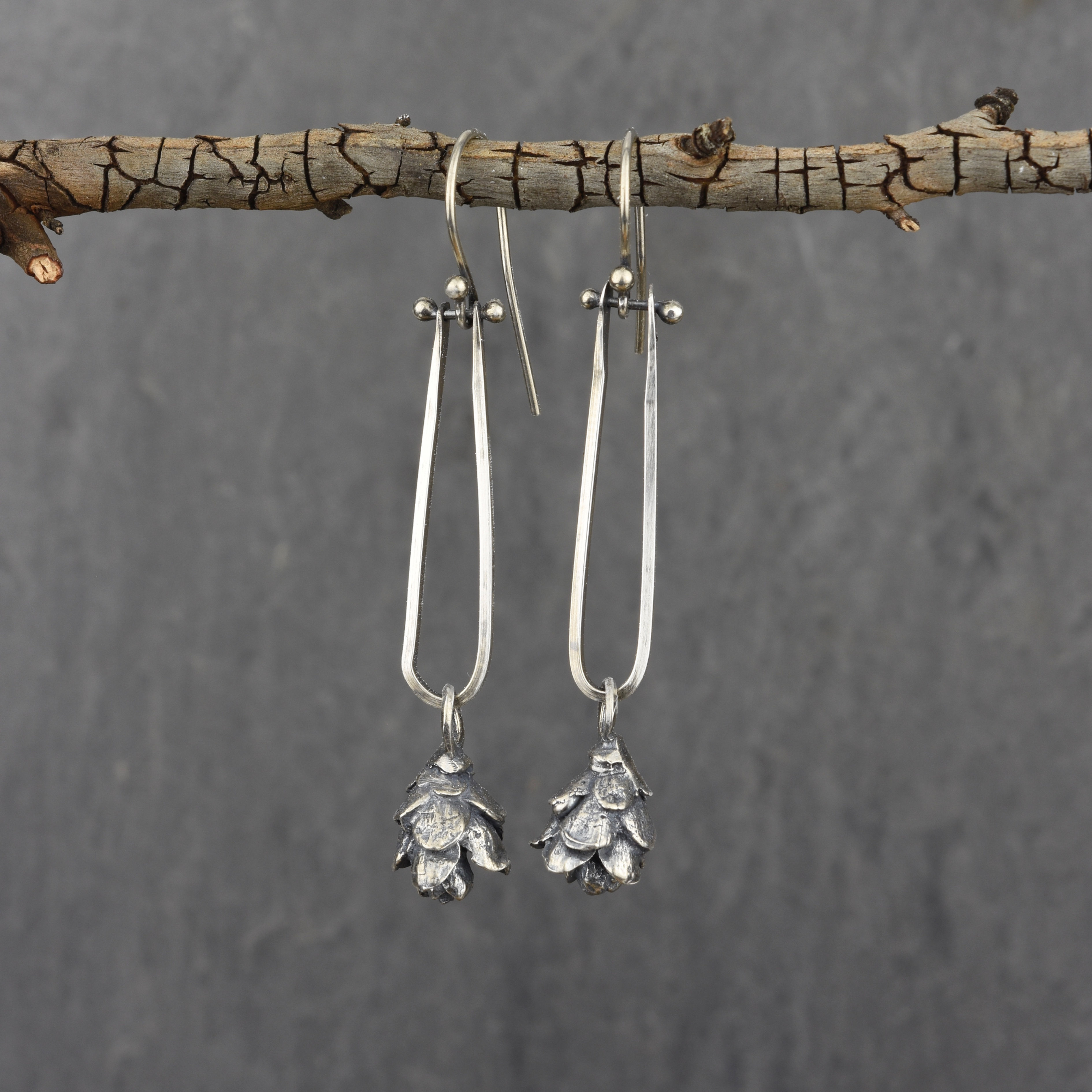 Hinged Hemlock Cone Earrings (WS)