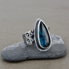 Teal Kyanite and Sea Urchin Ring