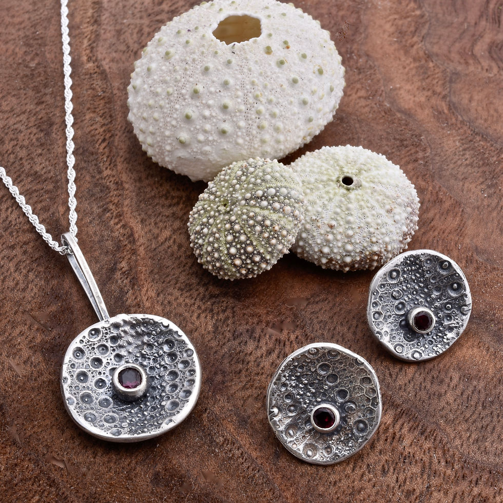 Sea Urchin & Gemstone Disc Pendant