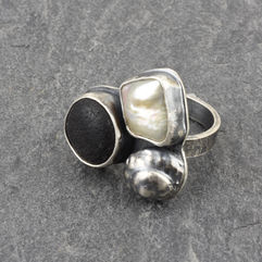 stone, pearl, snail ring
