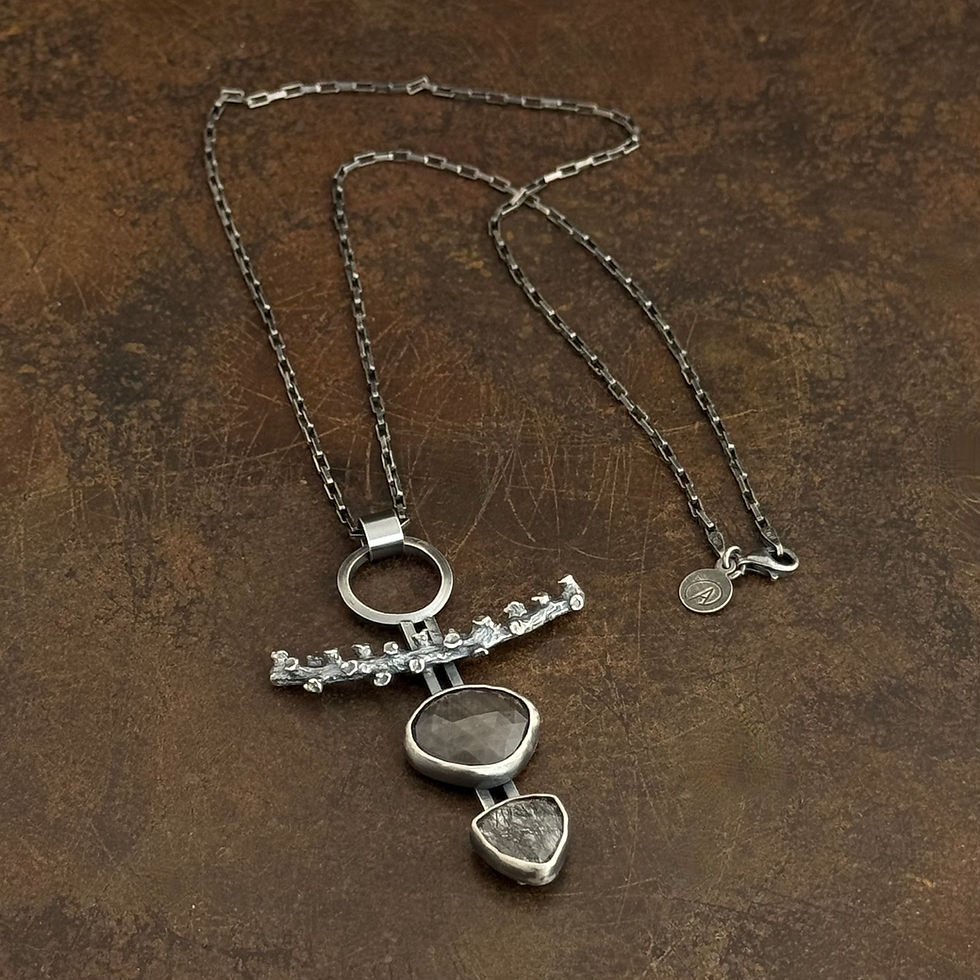 Thumbnail: Dendritic Agate, Gray Sapphire and Douglas Fir Necklace