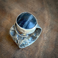 beach stone and sea urchin adjustable ring