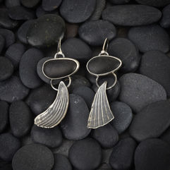 stone and cockle shell earrings