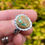 Thumbnail: Variscite and palm frond ring with gold bezel, Size 9.5