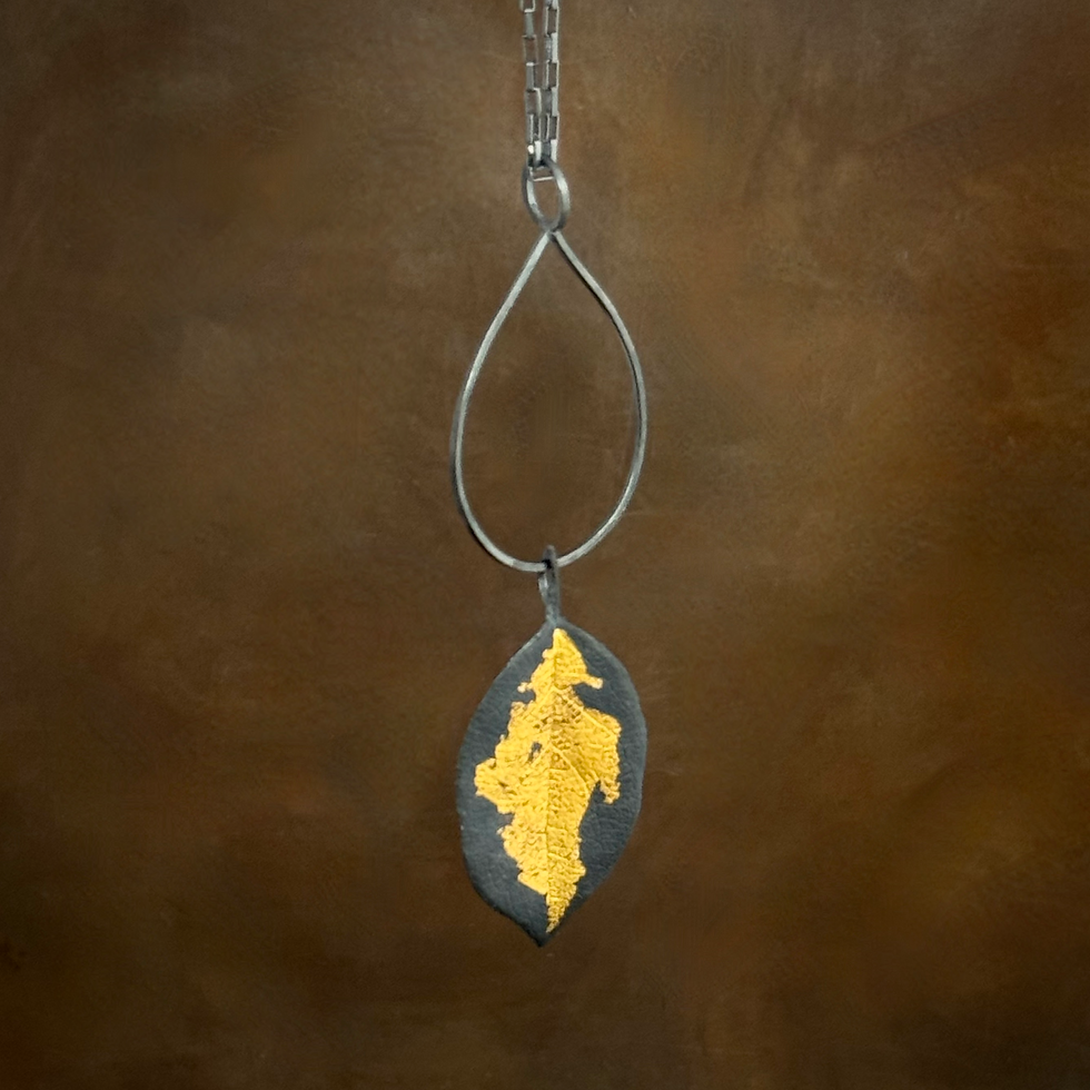 Thumbnail: Salal Leaf and Fused Gold Necklace
