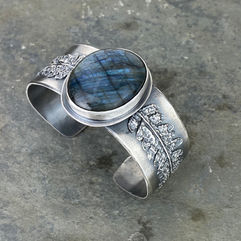 Larimar and fern cuff bracelet