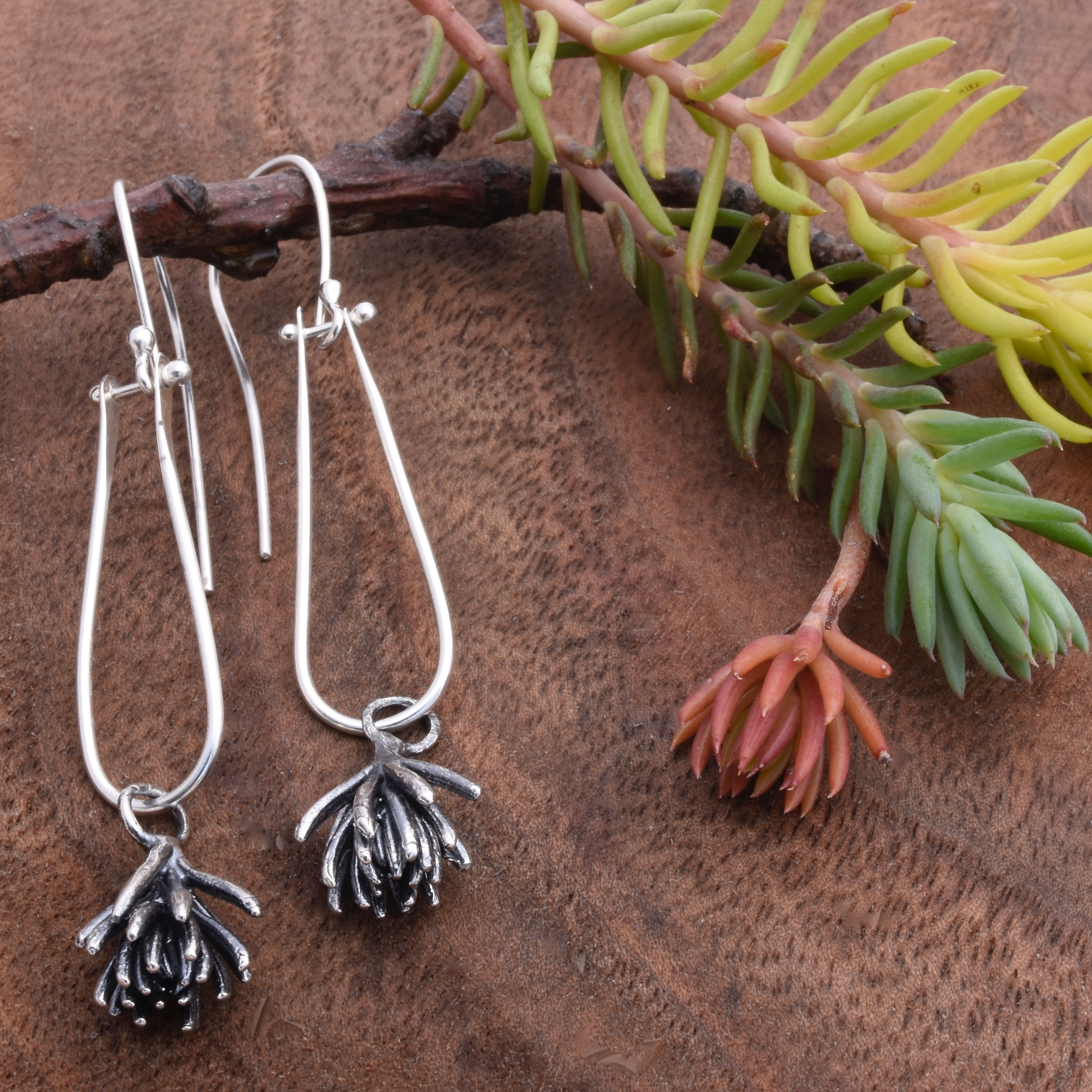 Hinged Sedum Sprig Earrings