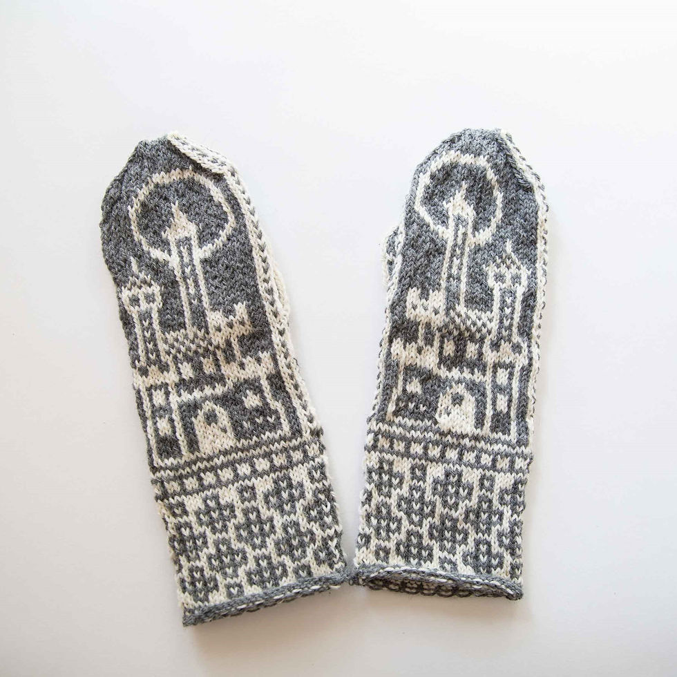 Sample of Castle Mittens handmade from mitten knitting pattern available for purchase