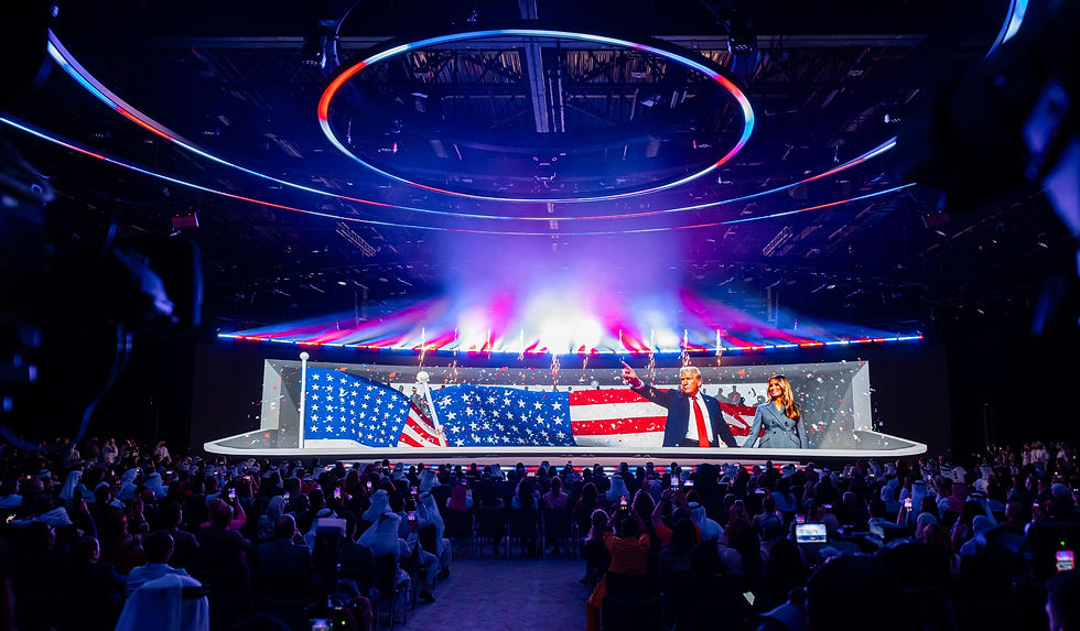 3D anamorphic video created by Paradigm Studios for Arab Media Summit 2025, combining motion graphics and immersive visual st