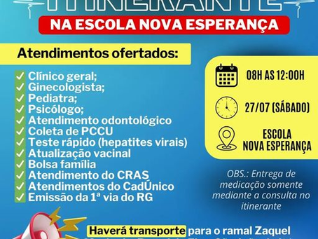 Saúde itinerante na Escola Nova Esperança
