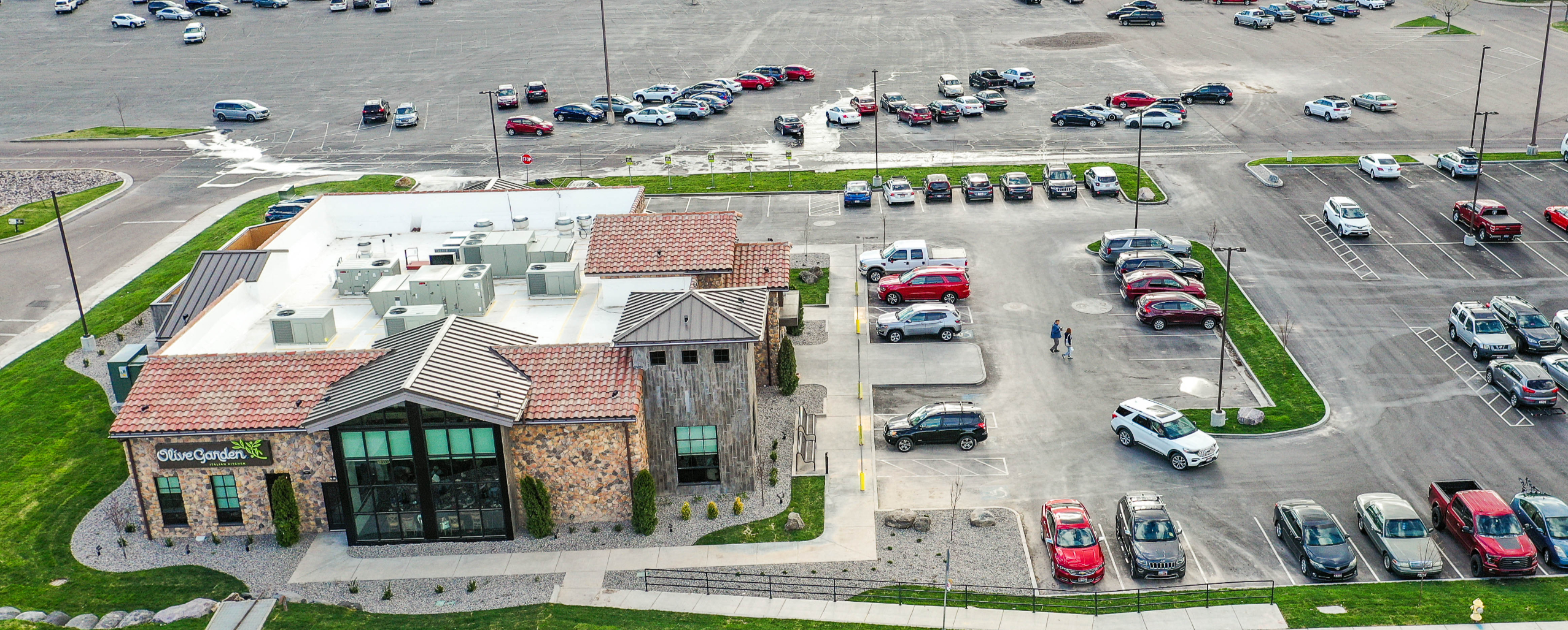 Aerial drone photo of a commercial ground lease development site