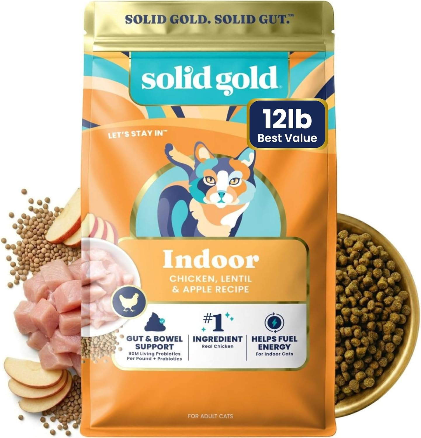 Nutritious High Fiber Cat Food for Adults & Seniors - 12LB Bag