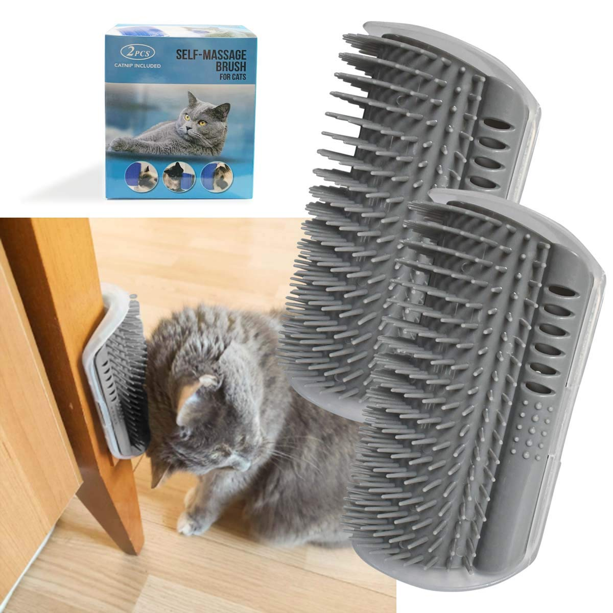 Pawesome Self-Grooming Corner Comb with Catnip - 2-Pack for Happy Pets!