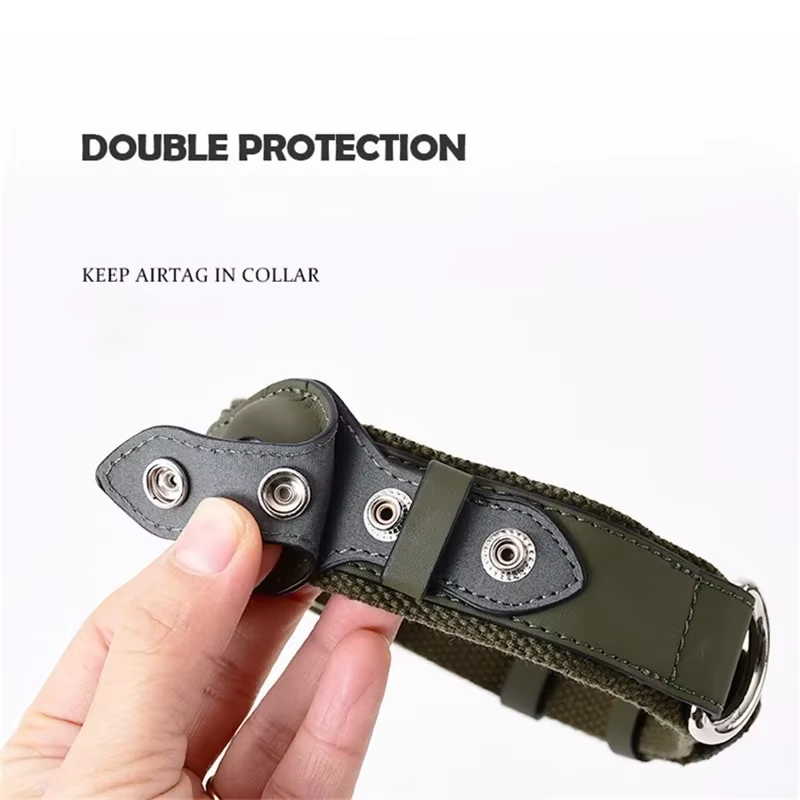 Thumbnail: Luxury Leather Dog Collar with Adjustable Fit for Apple Airtag - Cat Accessory