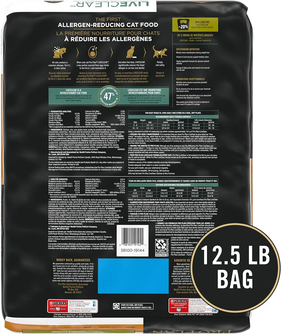 Thumbnail: Purina Pro Plan Liveclear Weight Control Cat Food 12.5lb for Allergies