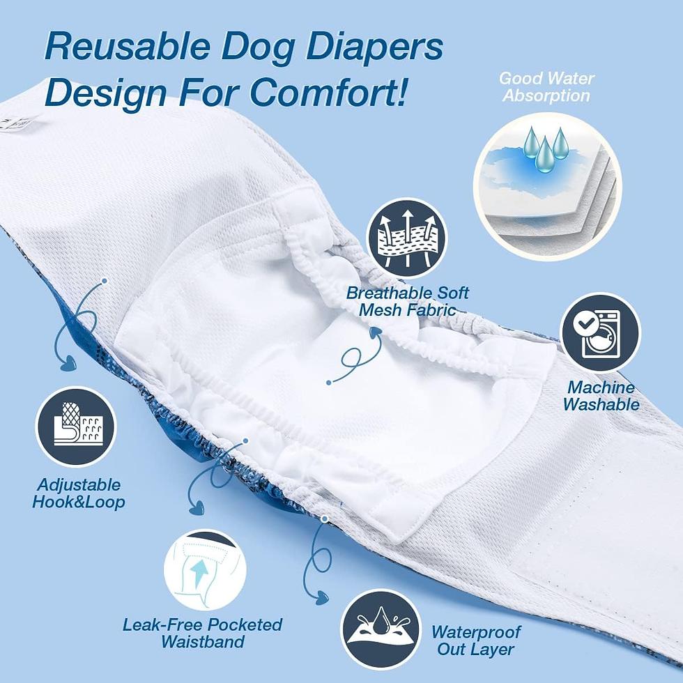 Thumbnail: Washable Male Dog Belly Bands - Reusable Diapers 3-Pack (Blue Plaid, XS)