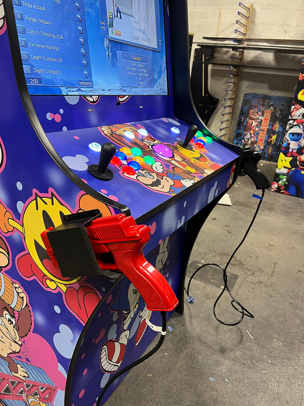 Thumbnail: Two Player Full-Sized Upright Blue Mario Dual Light Guns + 10,125 Games