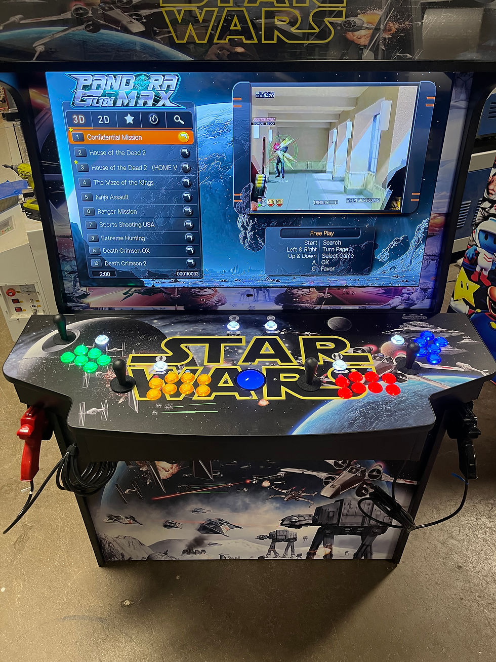 Thumbnail: Four Player Full-Sized Upright (Star-Wars) Dual Light Guns + 10,125