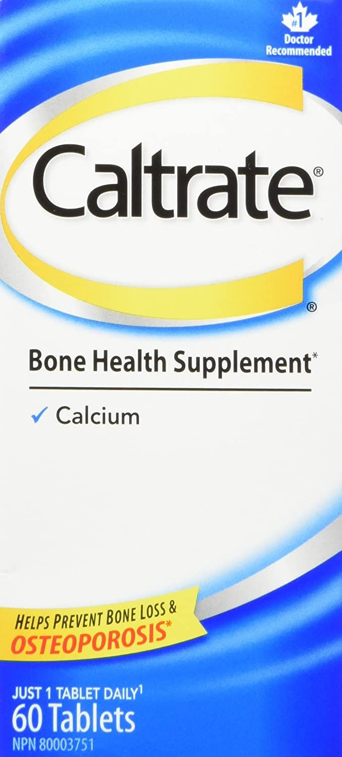 Caltrate Tablets (60 Count) Gluten Lactose Free, Calcium Bone Health Supplement