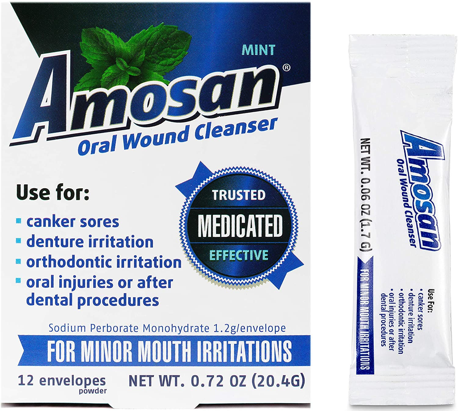 Amosan Oral Antiseptic Rinse - 12 x 1.7g