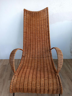 Fauteuil en osier design original vintage