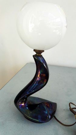 Lampe bleu Iridescent vintage