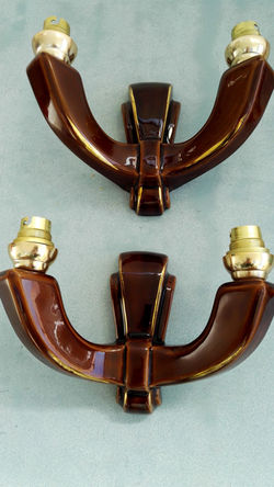 Luminaire paire d'appliques 2 branches en ceramique vintage 1950