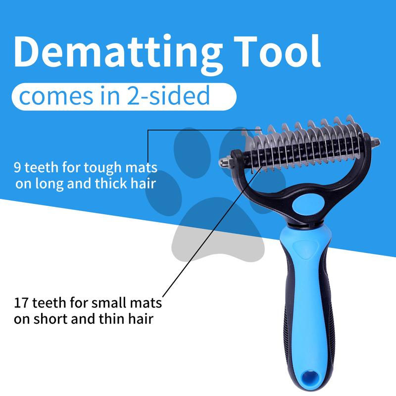 Thumbnail: 2in1 Stainless Pet Deshedding Brush Dog Hair Remover Pet Fur Knot Cutter Puppy C