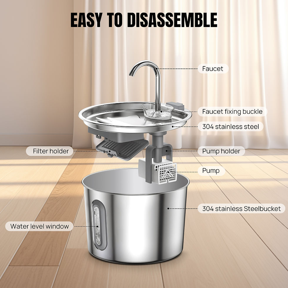Thumbnail: Drinking Fountain for Cats, 2 Filter Elements, 2.2 Litre Stainless Steel Drinkin