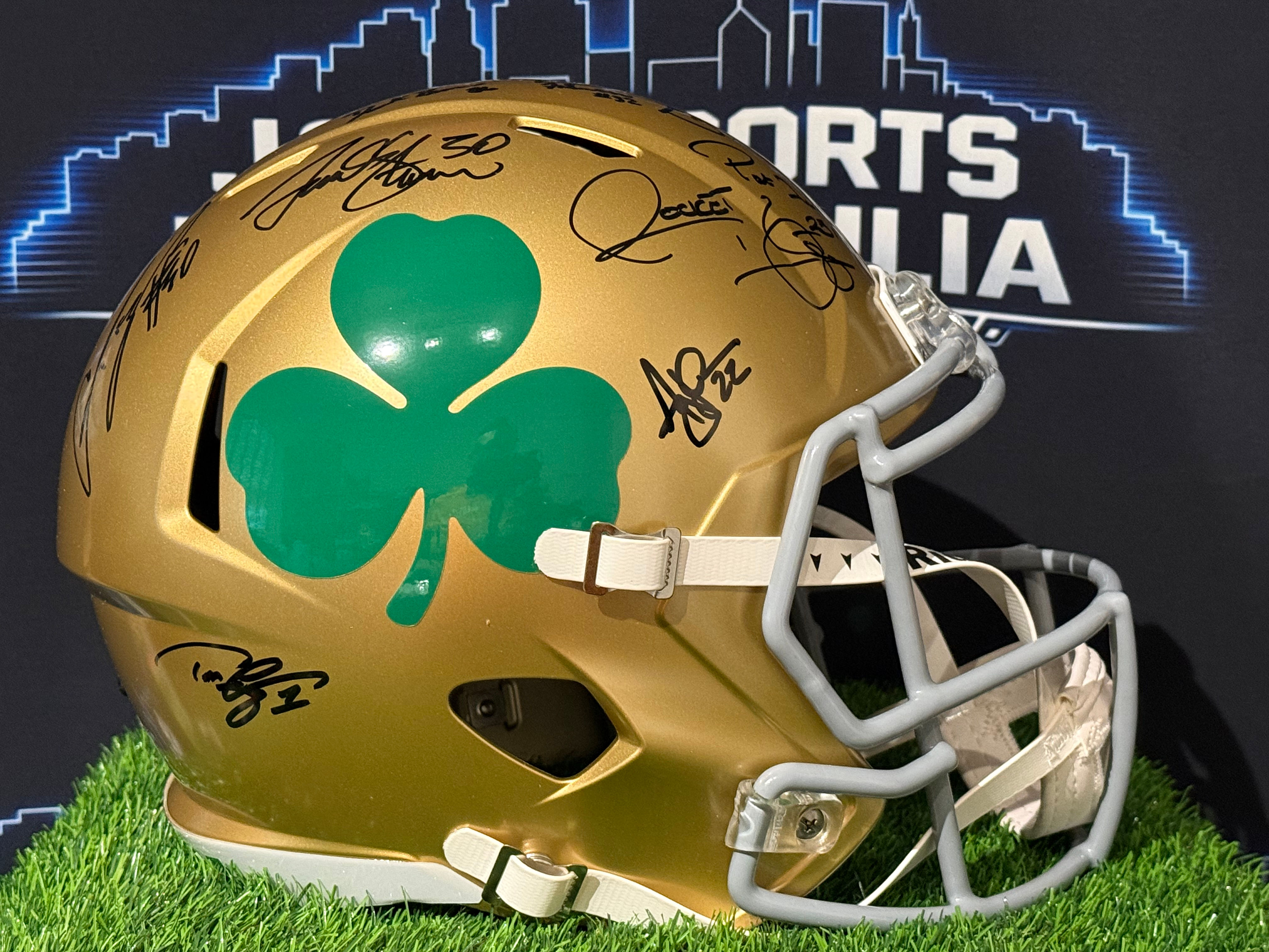 Notre Dame Full Size Replica Helmet Signed by 10 Players
