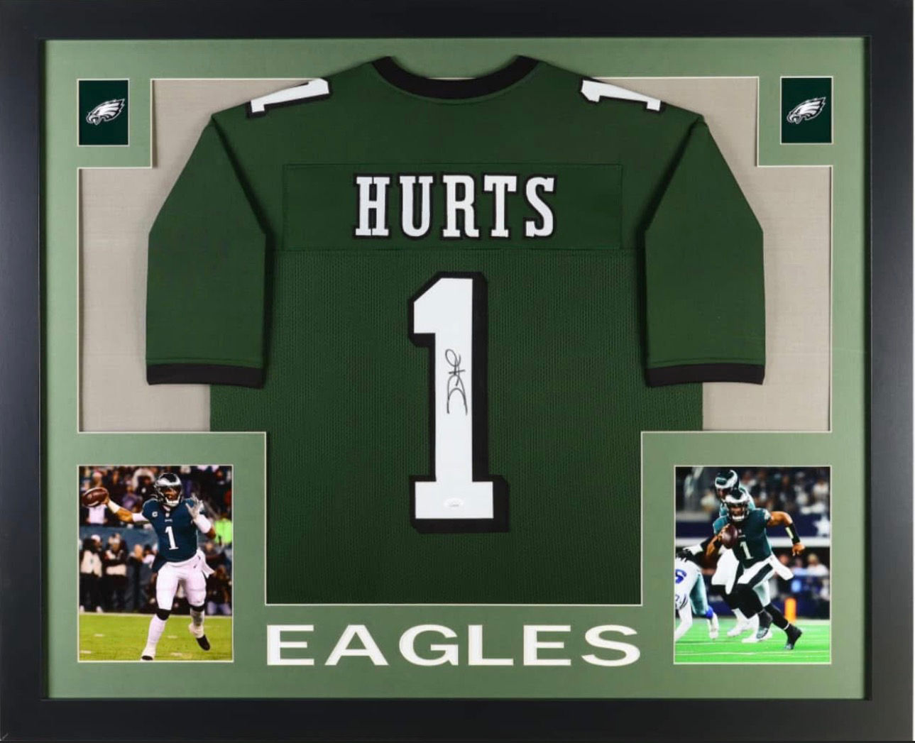 Philadelphia Eagles Jalen Hurts Framed Autographed Jersey