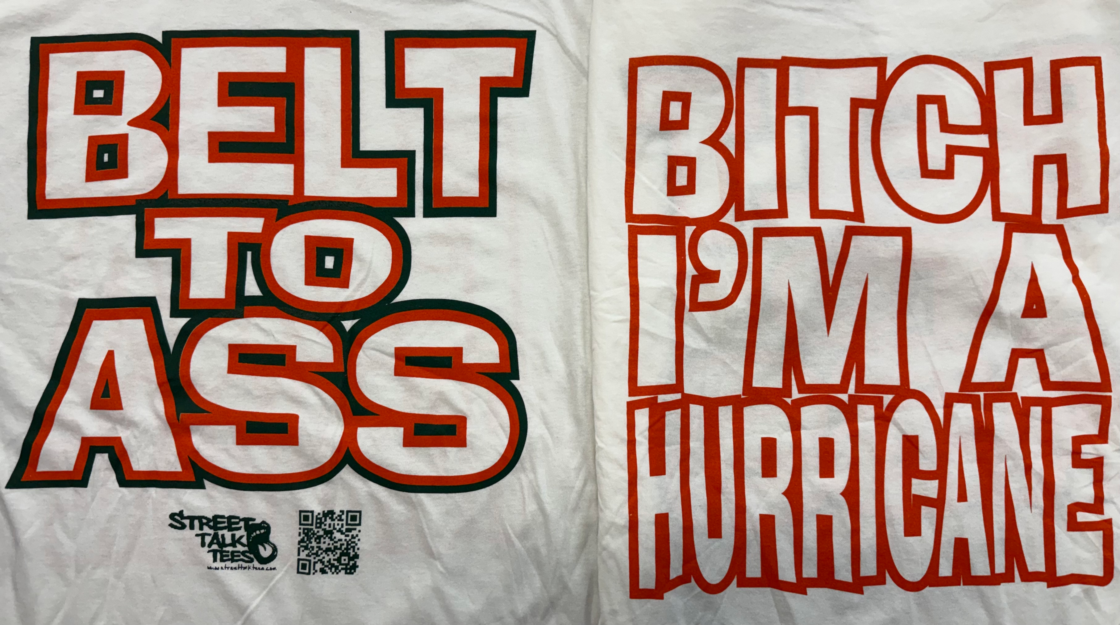 BELT TO ASS - BITCH IM A HURRICANE WHITE TEE