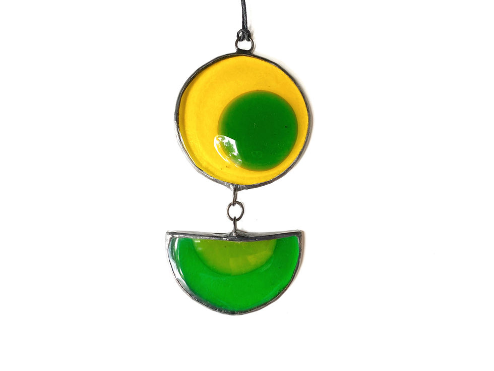Thumbnail: Stained Glass Suncatcher, Green and Yellow