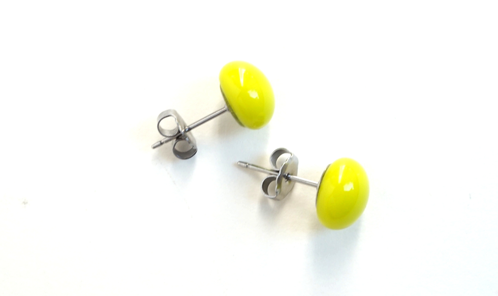 Thumbnail: Lime Green Studs, Fused Glass