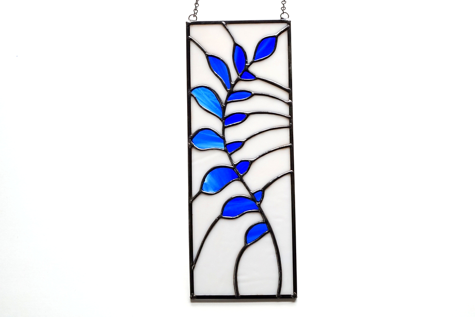 Thumbnail: Stained Glass Panel, Botanical White and Blue