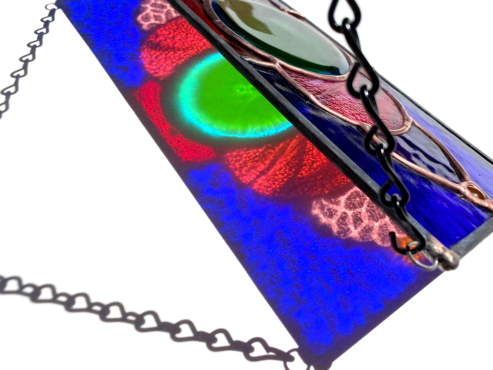 Thumbnail: Colorful Stained Glass Panel with Fused Glass Center