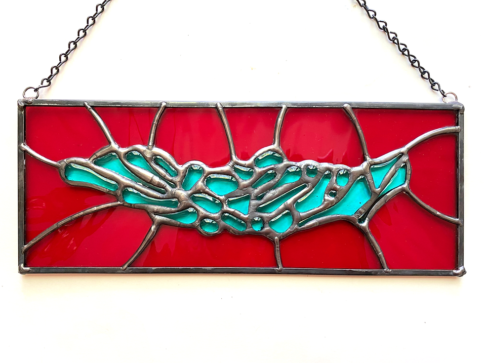 Thumbnail: Red and Blue Stained Glass/Fused Glass Panel