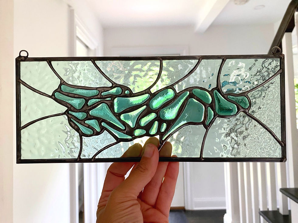 Thumbnail: Sea Green Stained Glass/Fused Glass Panel