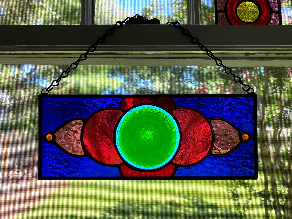 Thumbnail: Colorful Stained Glass Panel with Fused Glass Center